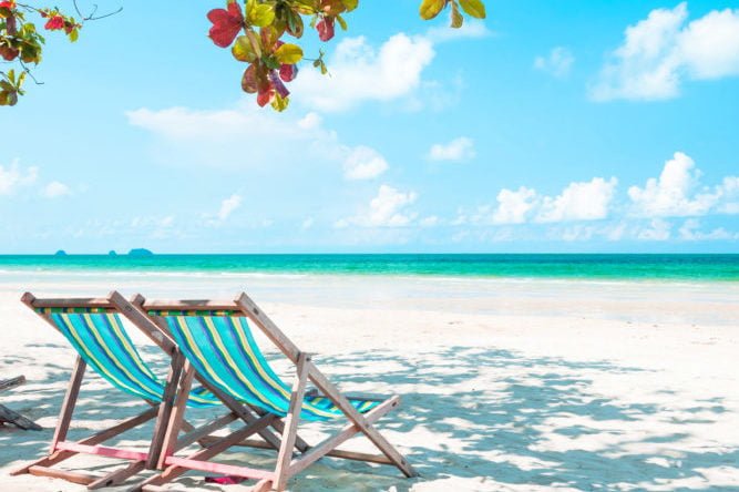 Chair beach at the white sand beach, Located Koh Chang Island, T